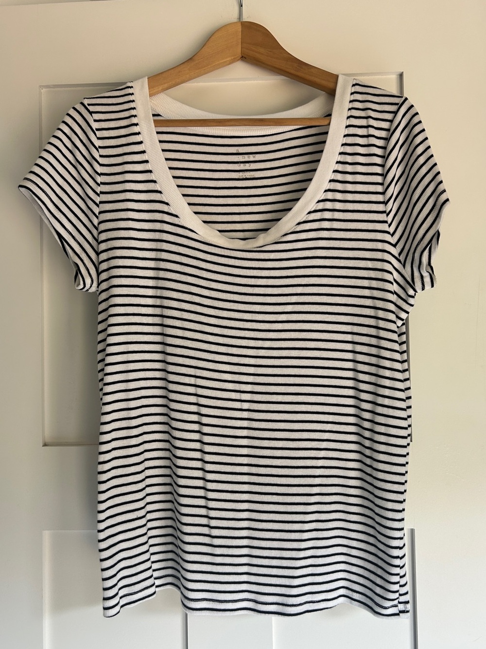 a new day Black and White Striped Scoop Neck Short Sleeve Top